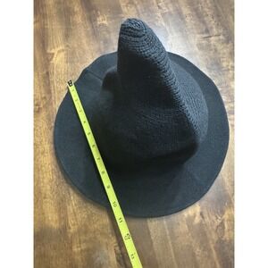New Authentic. Women's Black Wool Witch Hat Wide Brim Spire Knitted Hat